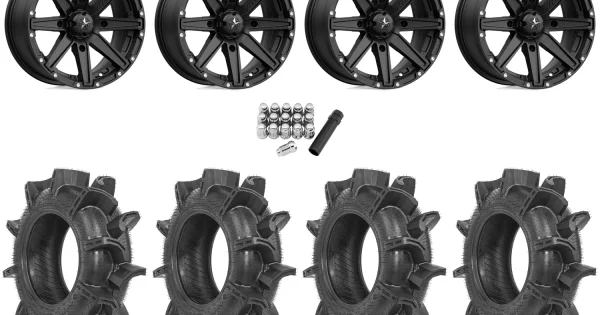 Terache Aztex XX 32x8.5-14 Tires on MSA M33 Clutch Satin Black Wheels